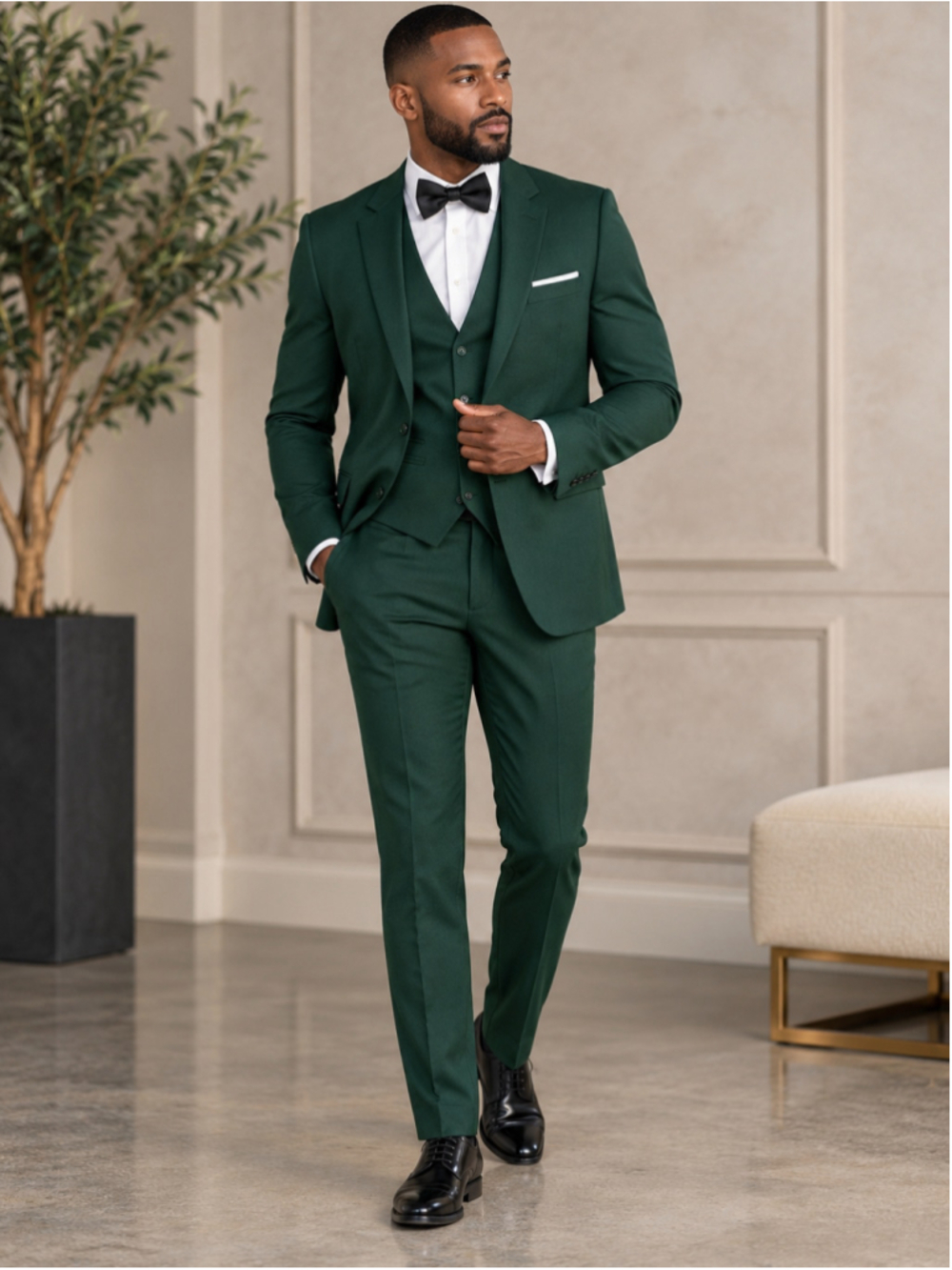 NEW Men’s Dark Green Three-Piece Suit – Size M | Jacket, Vest & Pants